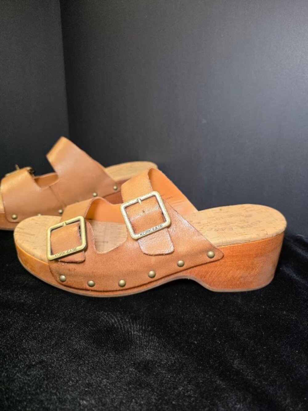Kork-Ease Saffron Slide Leather Sandal Cork Woodgrain 9